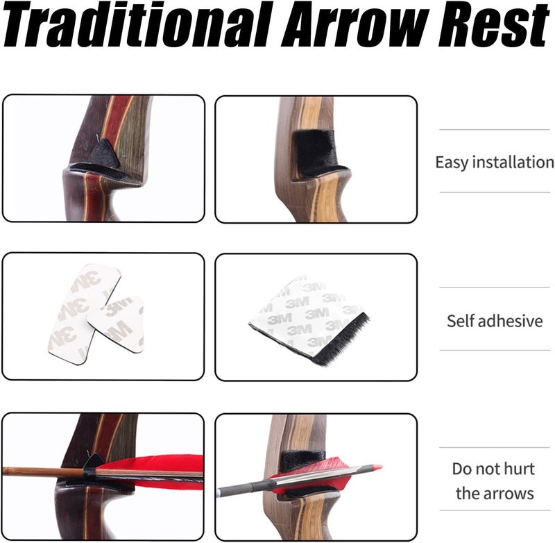 SP.G Archery Hair Arrow Rest - 4 Packs All-Natural Fur Adhesive Shelf Rests Leather Plates Stick-ON Traditional Bow Rest for Longbow Recurve Bow Outdoor Hunting Shooting Practice - Image 3